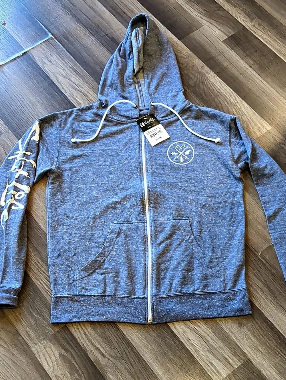 Salt Life Anything With Fins Hoodie Blue & White Small
